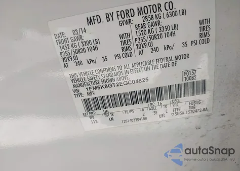 2014 Ford Explorer Sport из США, поврежденный, VIN 1FM5K8GT2EGC04825